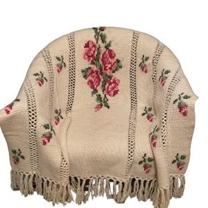 Vintage Hand Knitted Wool Throw